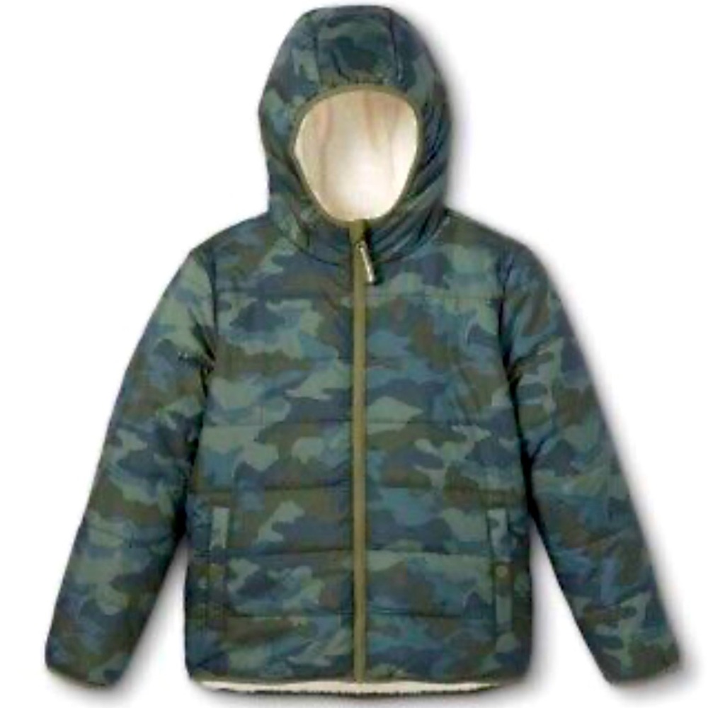 BRAND NEW!  Boys' Reversible Puffer Jacket - Cat & Jack Green M